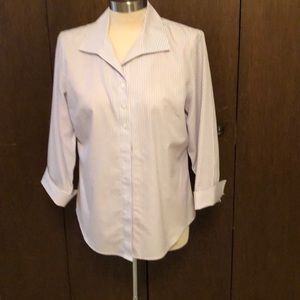 A light purple striped button down shirt.